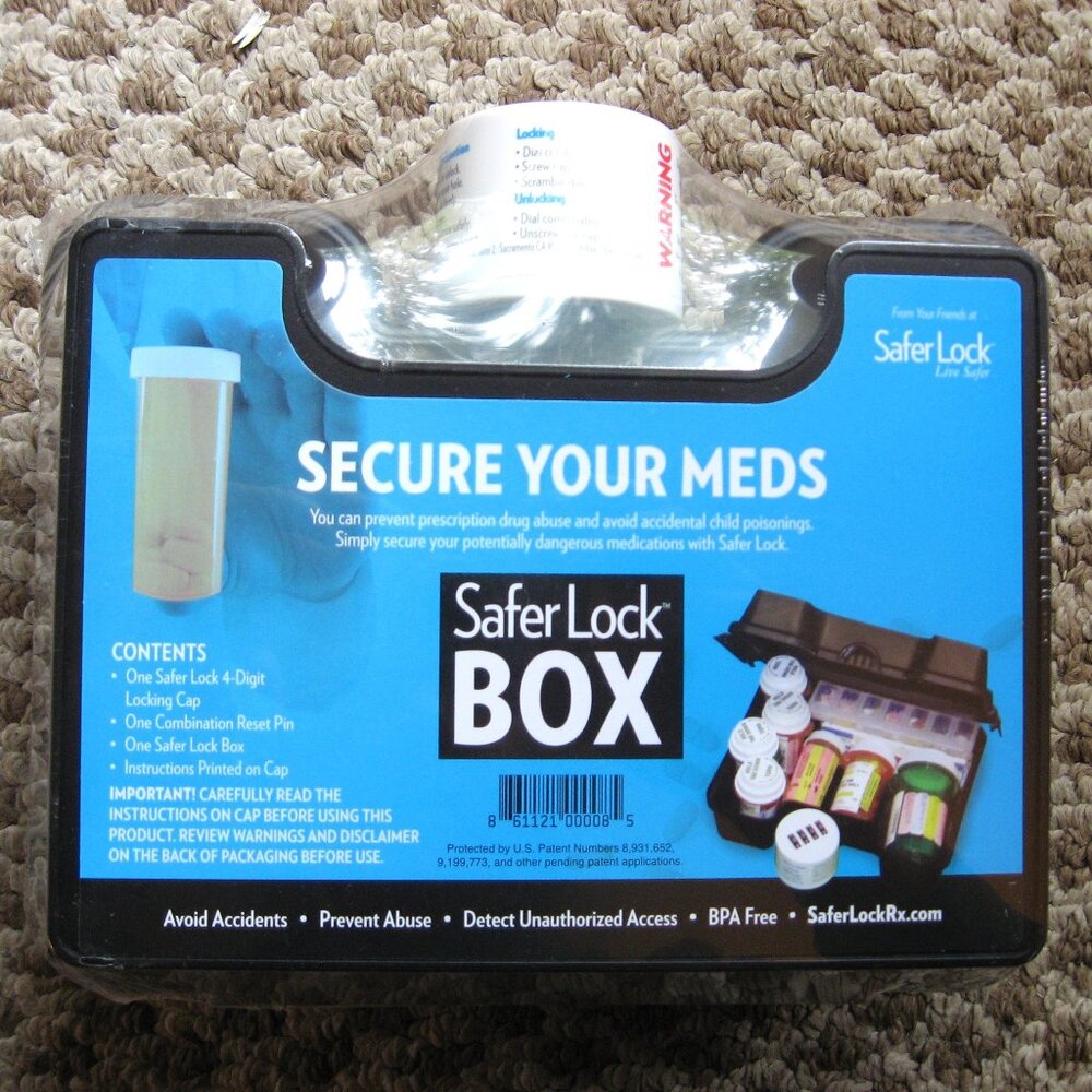 Safer Lock Box Safe Case Secure Your Meds 4 Digit Combination Locking Cap New